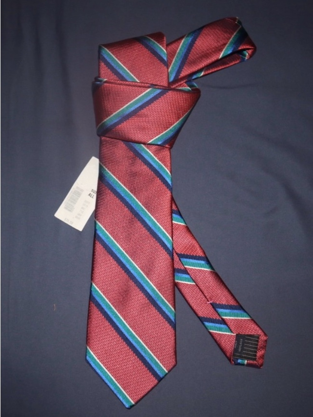 Ted Baker London Burgundy Tie with Blue and Green Stripes